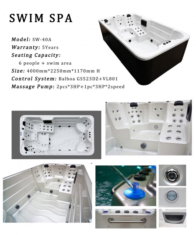 baquet chaud de bain de 4m de station thermale de piscine de massage extérieur de tourbillon avec 6 sièges 1