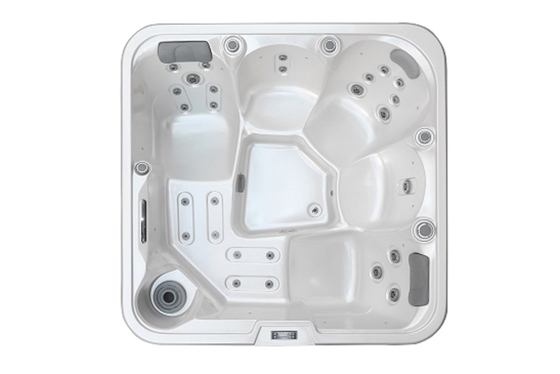 Baquet chaud argenté acrylique de station thermale de massage de forme carrée pour le jacuzzi de 5 personnes