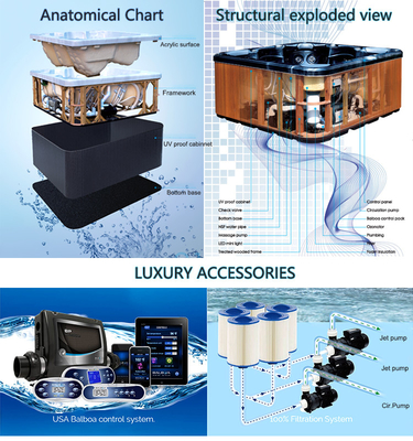 3KW chauffe-piscine extérieure baignoire Spa froid plongeon Whirlpool baignoires acrylique pour piscine Jacuzzi