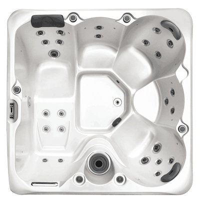 Une baignoire extérieure de luxe pour 5 personnes avec un bain à remous et un massage.
