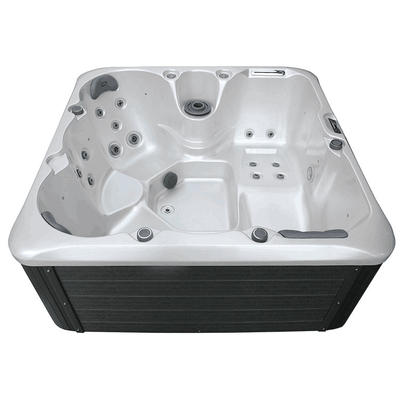 Une baignoire extérieure de luxe pour 5 personnes avec un bain à remous et un massage.