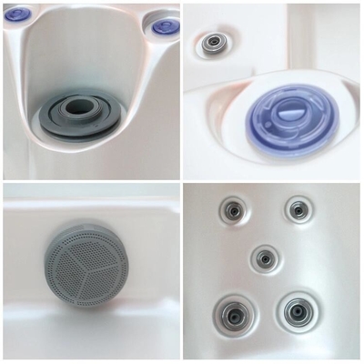 Une baignoire extérieure de luxe pour 5 personnes avec un bain à remous et un massage.