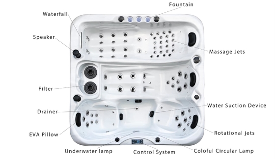 Salles de bains de luxe pour 4 personnes Salles de bains acryliques pour adultes Whirlpool avec fonction de massage pour l' extérieur